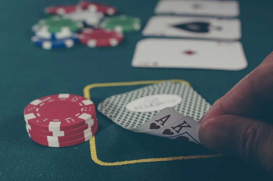 a person playing poker game